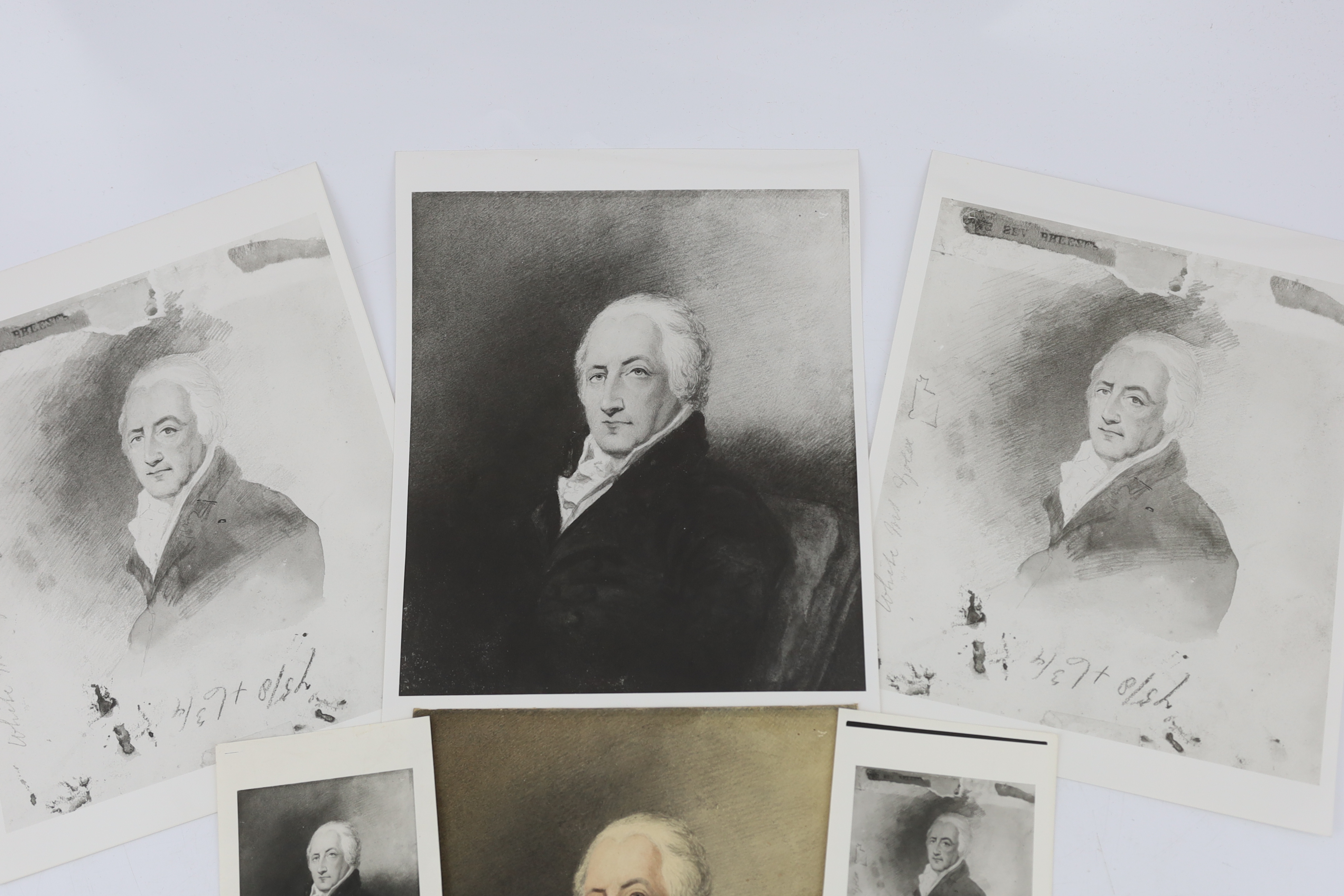Late 18th century English School - Portrait of Sir William Eden, later 1st Baron Auckland, watercolour on card, 20 x 18cm. A sketch of the sitter verso.